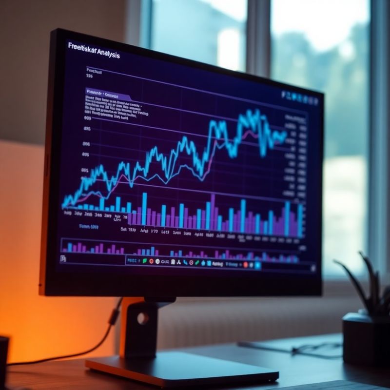 Grafice de analiză a riscului financiar pe un monitor în tonuri de indigo